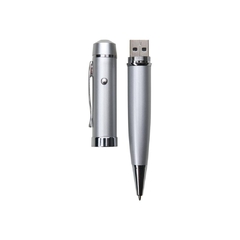 Caneta pen drive metálica com laser e esferográfica personalizada - Mkt Brindes Personalizados 