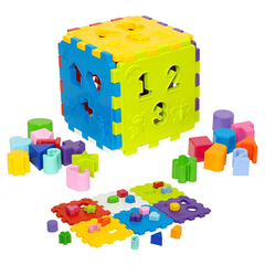 Brinquedo Cubo Didático plástico 17 Cm com 18 Pcs