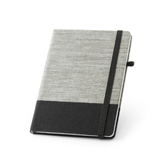 Caderno A5 com capa dura em palha e algodão canvas personalizada com seu logo na internet