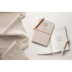 Caderno com capa dura em linho e Cantos redondos personalizada com seu logo