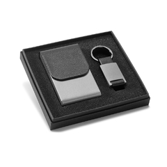Imagem do Conjunto escritório personalizado com estojo com 2 peças sendo: 01 chaveiro de metal
