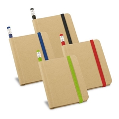 bloco de anotação de bolso ecológico personalizado com lápis.
