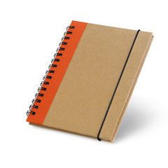 Imagem do Caderno A6 em cartão com capa dura e 60 folhas não pautadas de papel reciclado personalizado.