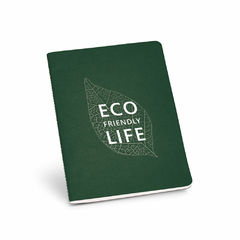 Imagem do Caderno A5 com 40 folhas e capa flexível em cartão personalizada.