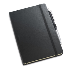 Kit executivo de caderno capa dura A5 e esferográfica em cartão e alumínio na internet