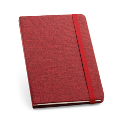 Caderno personalizado tipo moleskine A5 com capa dura forrada em tecido poliéster - loja online