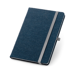 Caderno personalizado formato A5 com capa dura forrada em tecido tipo jeans - comprar online