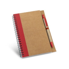 Caderno bloco de notas reciclado com 60 folhas e caneta reciclada - Mkt Brindes Personalizados 