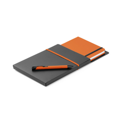 Kit de caderno personalizado tamanho A5 com esferográfica e capa em couro sintético com 80 folhas não pautadas. na internet