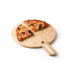 Imagem do Tábua de frios e pizza em bambu redonda com pegador personalizada