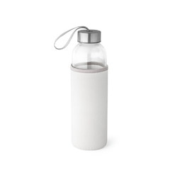 Imagem do Squeeze em vidro personalizado e tampa em aço inox com alça na tampa capacidade de 520 ml.