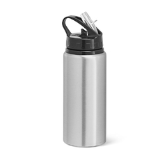 Imagem do Squeeze em alumínio personalizado com seu logo e com bico de canudo flexível em PP