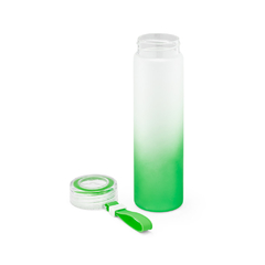 Imagem do Squeeze em vidro borossilicato com tampa em pp e uma pega em silicone 470 ml