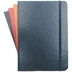 Bloco de anotações capa dura em couro sintético personalizada com elástico para fechamento