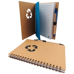 Bloco de anotação e caneta personalizado ecológico com símbolo reciclado na capa - comprar online