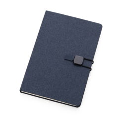 Caderno de anotações com elástico capa dura personalizada e em tecido poliéster - Mkt Brindes Personalizados 