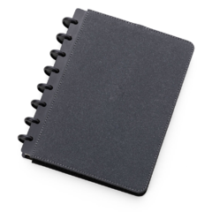 Caderno de anotações com capa dura personalizada e confeccionada em material sintético