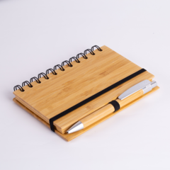 Caderno de anotações capa bambu e caneta ecológica personalizado - comprar online