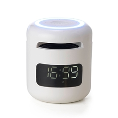 Caixa de som personalizada e com relógio e multimídia com relógio despertador. - loja online