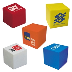 Bolinha cubo anti stress em pu personalizada e em formato Cubo - Mkt Brindes Personalizados 