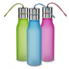 Imagem do Squeeze Garrafa plástica 600 ml com filtro, alça de silicone e tampa de metal, personalizada com seu logo