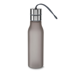 Squeeze Garrafa plástica 600 ml com filtro, alça de silicone e tampa de metal, personalizada com seu logo