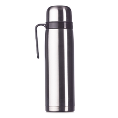 Garrafa térmica inox de 1 litro com alça plástica preta e personalizada