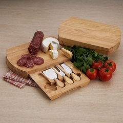 Kit queijo base madeira personalizada com 5 peças - comprar online