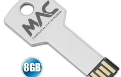 Pen drive alumínio formato chave personalizado - Mkt Brindes Personalizados 