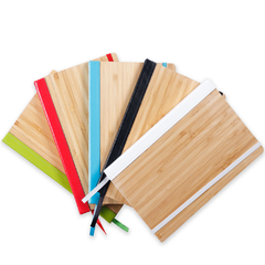 Caderno de anotações personalizado, capa de bambu e PU com elástico e miolo com 70 folhas. - comprar online