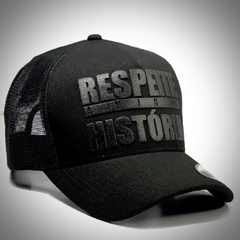 Boné Hype - Respeita Minha História Trucker - Todo Preto - Original - Combina com tudo - Envio Imediato - Qualidade Alta