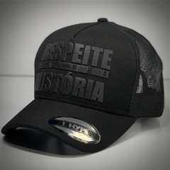 Boné Hype - Respeita Minha História Trucker - Todo Preto - Original - Combina com tudo - Envio Imediato - Qualidade Alta - Bonés imports - loja de bonés