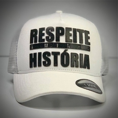 Boné Hype - Respeita Minha História Trucker - Branco - Original - Combina com tudo - Envio Imediato - Qualidade Alta - comprar online