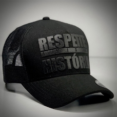 Imagem do Boné Hype - Respeita Minha História Trucker - Todo Preto - Original - Combina com tudo - Envio Imediato - Qualidade Alta