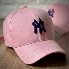 Boné New York - Clássico - Fitinha Strapback - Rosa Logo Marinho - Combina com tudo - Envio Imediato