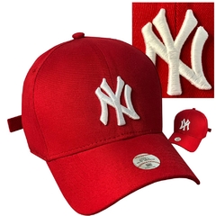 Boné Infantil - New York Vermelho Logo Branco - 2 a 14 anos Com Regulador - Qualidade Absurda