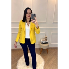 Blazer de Ponto Roma Amarelo - Look de Escritório | Roupa Social | Blazer | Calça Social | Camisa | Alfaiataria | Roupa para Trabalhar