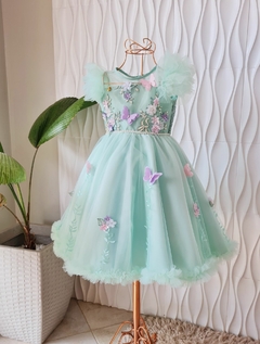 Vestido Floresta Encantada Verde Bebê - loja online