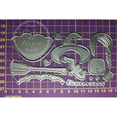 Matriz Faquinha corte metal scrapbook papel EVA - FBON-018 - bruxa bruxinha - loja online