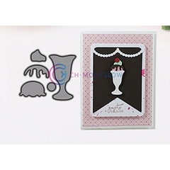 Matriz Faquinha corte metal scrapbook papel EVA - FDIV-093 - mini sorvete colegial sundae cereja - comprar online