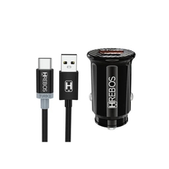 Carregador Veicular Kit Hrebos HS-352C 20W (2- 1USB 1USB-C) com Cabo (USB-C)