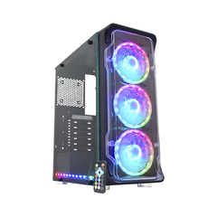 Gabinete Gamer K-Mex Skytrooper Black - CG-01FF (CG-XXFF) *Com 3 Fans Led Rgb* *Fita Led Rgb *Com Controladora e Controle* - ATX, Micro-ATX e Mini-ITX