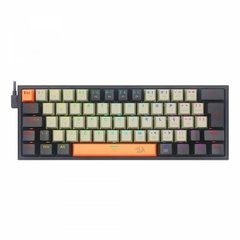 Teclado Mecânico 60% Redragon Fizz Orange/Grey/Black RGB Switch Brown