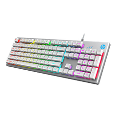 Teclado Semi Mecânico HP K500F RGB Prata/Branco