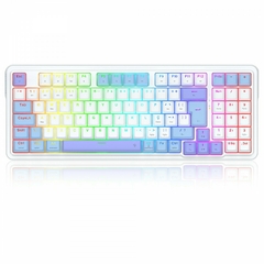 Teclado Mecânico 98% Redragon Gloria Pro White/Blue RGB Bluetooth/Wireless Recarregável Switch Bumblebee