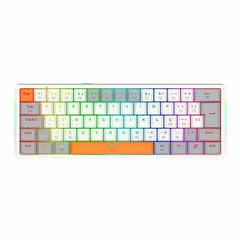 Teclado Mecânico 60% Redragon Akali White/Gray/Orange RGB Switch Brown