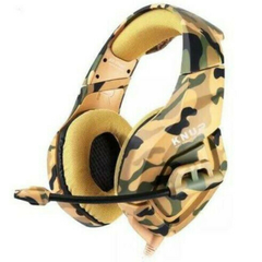 Headset Gamer Knup KP-FN601 Camuflado Amarelo P3 + Adaptador P2 (Pega em Todas as Plataformas)