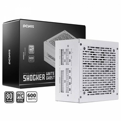 Fonte ATX 600W Real PFC Ativo 80 Plus White Pcyes Shocker Full Modular- White Ghost - Fm600Wwg