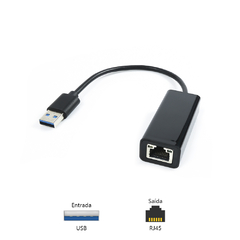 Adaptador Placa de Rede USB 3.0 RJ45 PlusCable 10/100/1000Mbps ADP-USBLAN1000BK