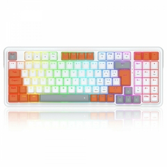 Teclado Mecânico 98% Redragon Gloria White/Orange RGB Switch Dust-Proof Red